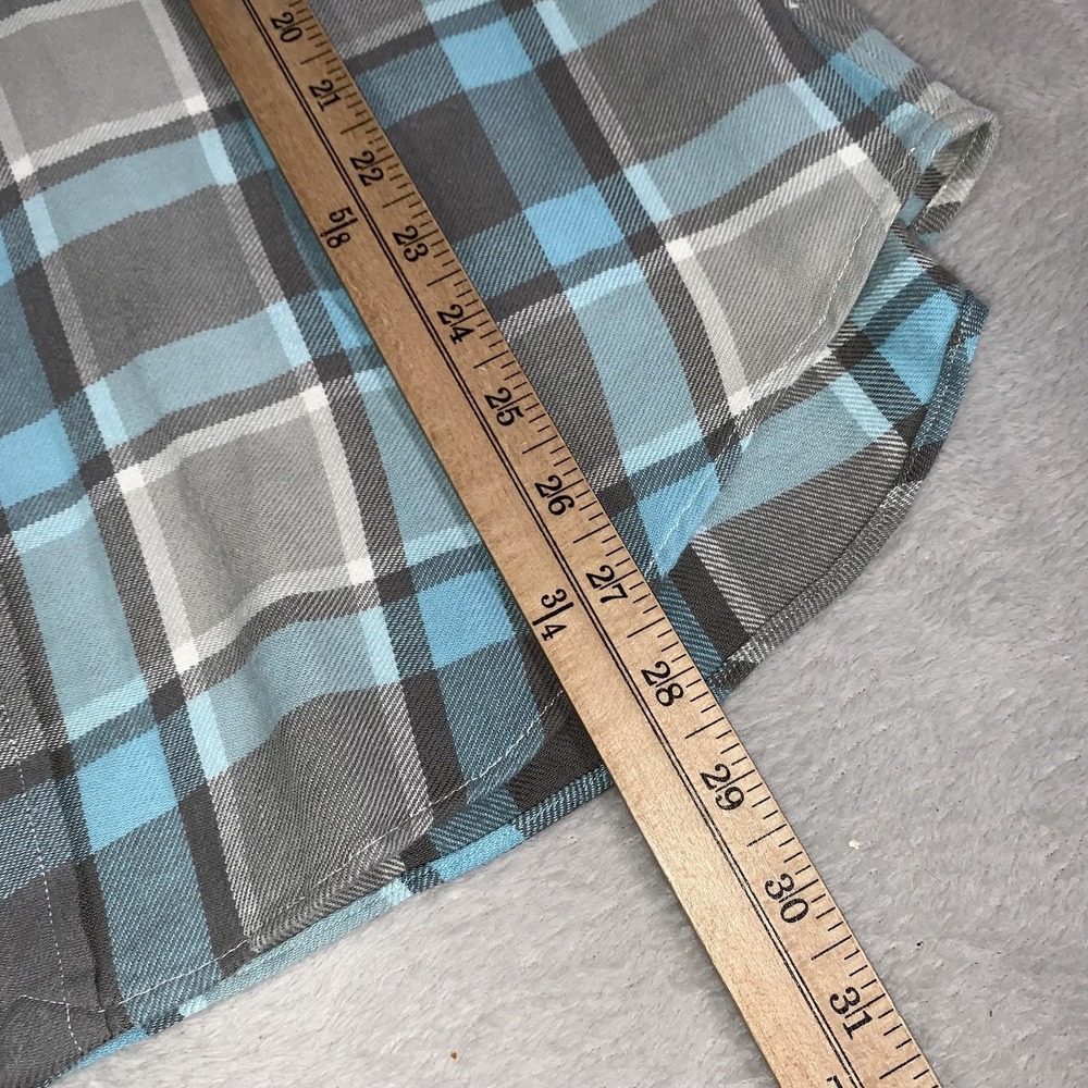 Polo Ralph Lauren Shirt Womens L Gray Blue Plaid Flannel Long Sleeve 2 Pockets - Picture 7 of 12